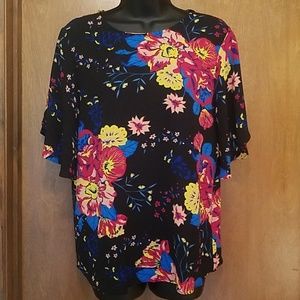 Black flowered blouse